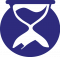 Ein blaues Logo von einer Sanduhr.